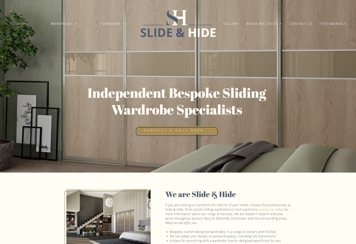 Slide & Hide website screen on desktop
