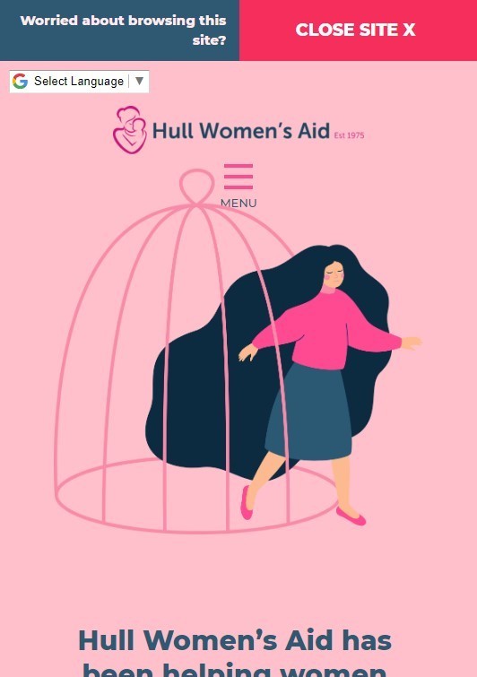 Mobile version of the Hull Women's Aid website